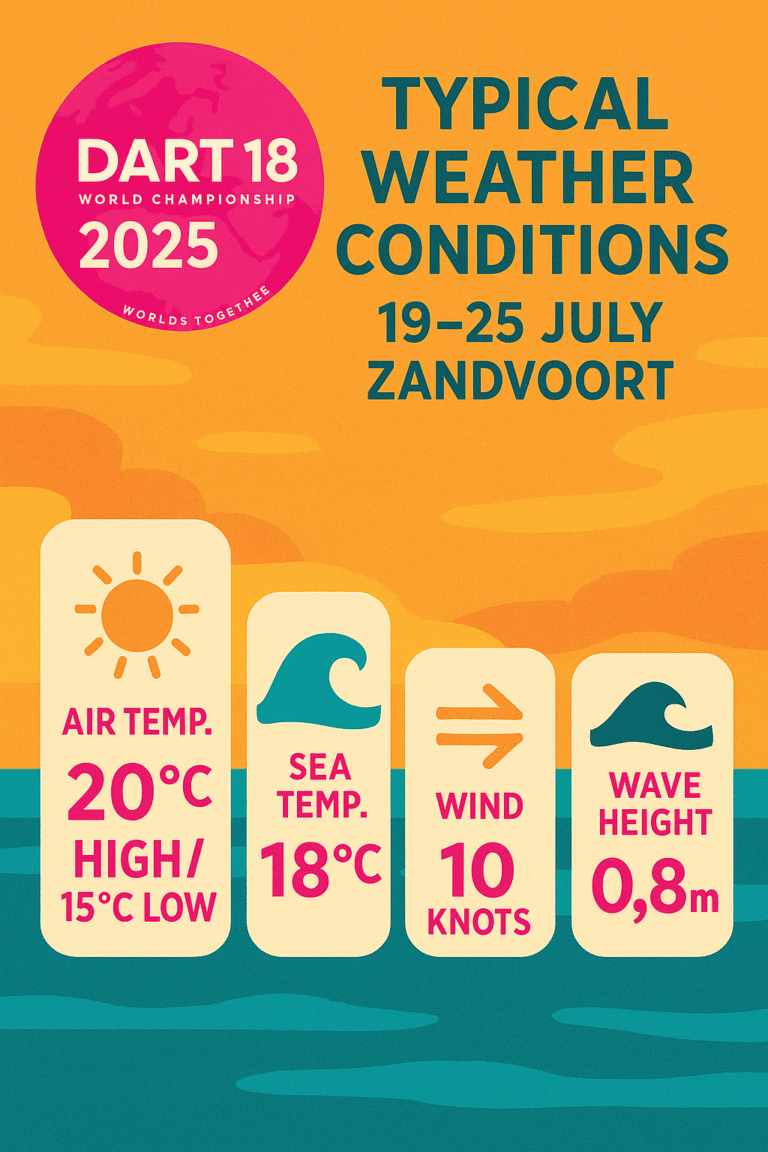 Overview of average weather and seastate conditions in Zandvoort between 10-25 of July